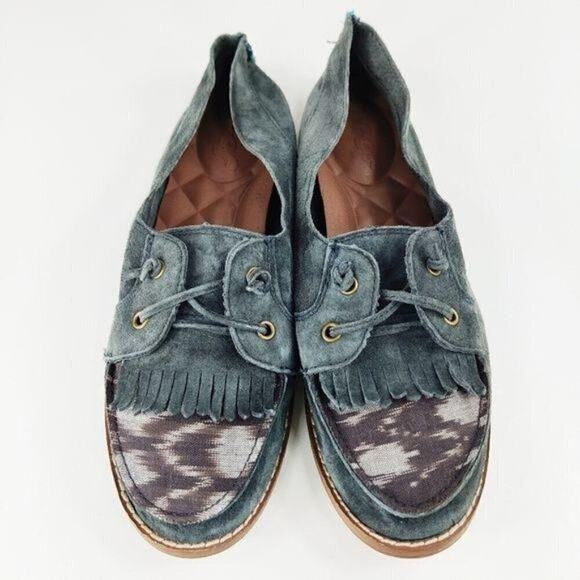 Reef gray blue suede fringe loafers size 9 - Picture 2 of 6
